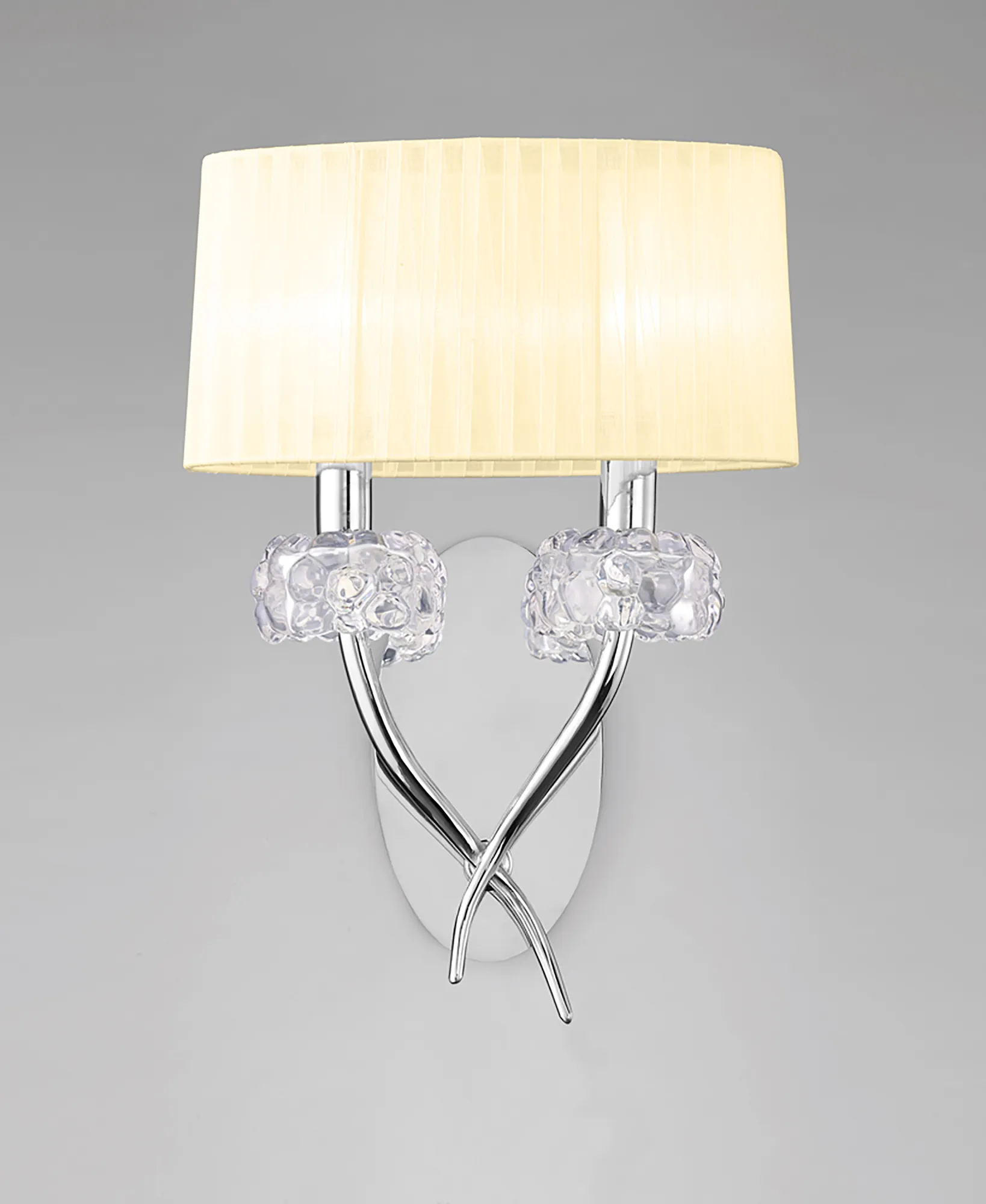 Loewe Polished Chrome-Cream Wall Lights Mantra Armed Wall Lights